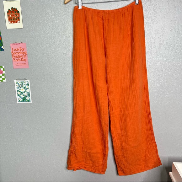 Stark X Women's Side Slit Cotton Gauze Pant Size M orange - Picture 4 of 5
